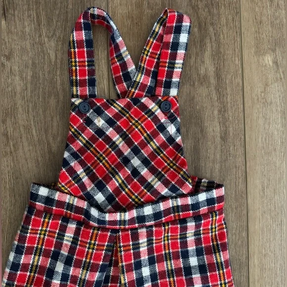 Vintage Sears Red and Blue Plaid Girls Overalls - Picture 2 of 7